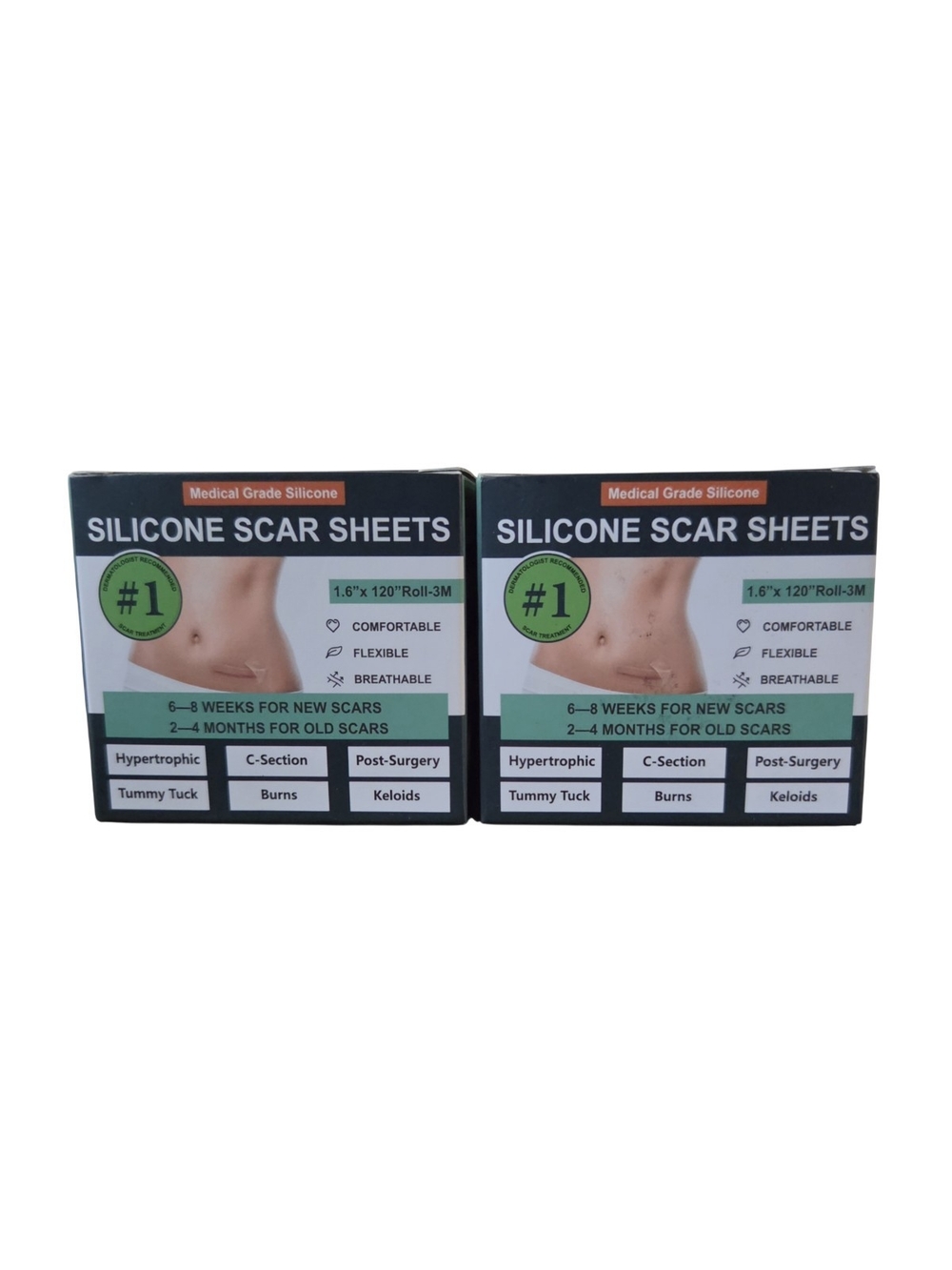 Set of 2 Medical Grade Silicone Scar Sheets Roll 1.6" x 120" (3M) NIB NIP
